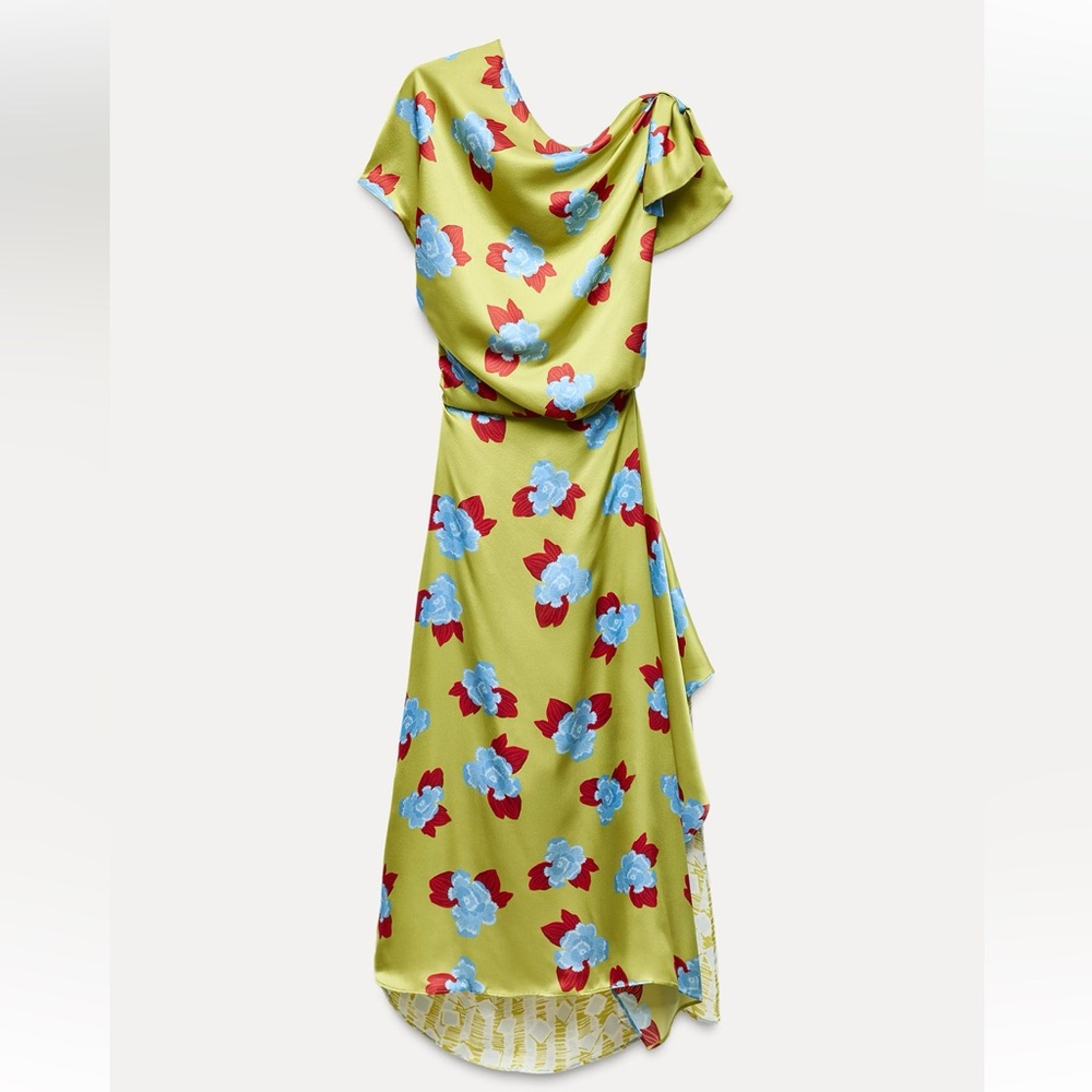 zara 100% silk printed dress